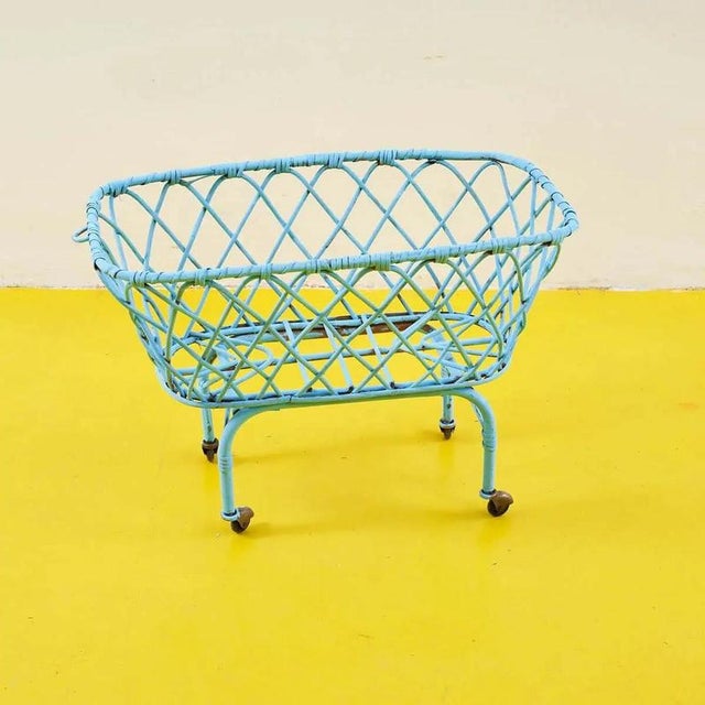 1960s Vintage Blue Basket, 1960s For Sale - Image 5 of 5