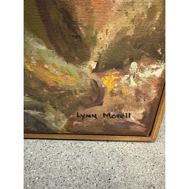Mid 20th Century Modern Painting of a Guanyin Statue in Garden Setting Signed Lynn Morell For Sale - Image 4 of 8