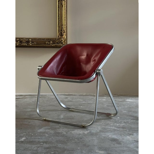 Red Plona Armchair in Red Leather by Giancarlo Piretti for Anonima Castelli, 1970s For Sale - Image 8 of 8