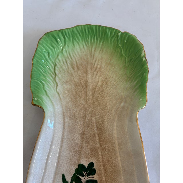 Vintage Hand Painted Celery Vegetable Serving Dish For Sale - Image 4 of 11