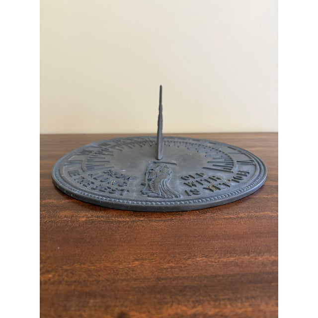 French Country Vintage English Country Iron Garden Sundial "Grow Old Along With Me" For Sale - Image 3 of 7