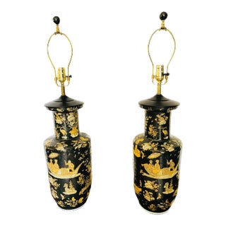 Mid 20th Century Chinese Ginger Jar Table Lamps- a Pair For Sale