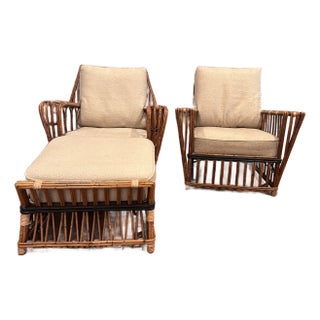 1940s Roosevelt Chairs and Ottoman For Sale