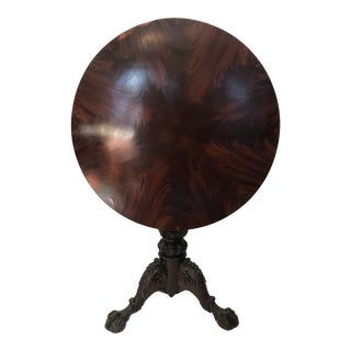 1800s English Flame Mahogany Tilt Top Table For Sale