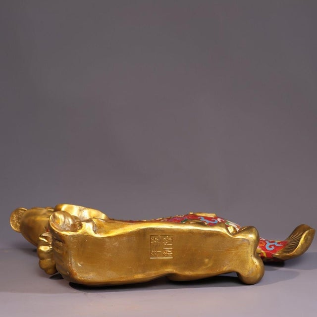 Late 19th Century Cloisonné Enamel Fish Statue on Gilt Base, 3.05kg For Sale - Image 9 of 9