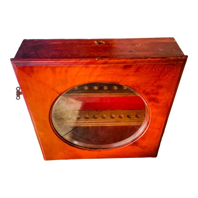 Antique Oak Clock Case Repurposed as Tobacco Pipe Display Cabinet For Sale