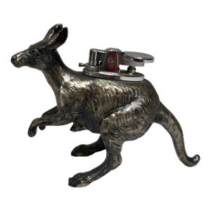 Japanese Figural Kangaroo Tabletop Lighter, Cast Metal, Circa 1960
