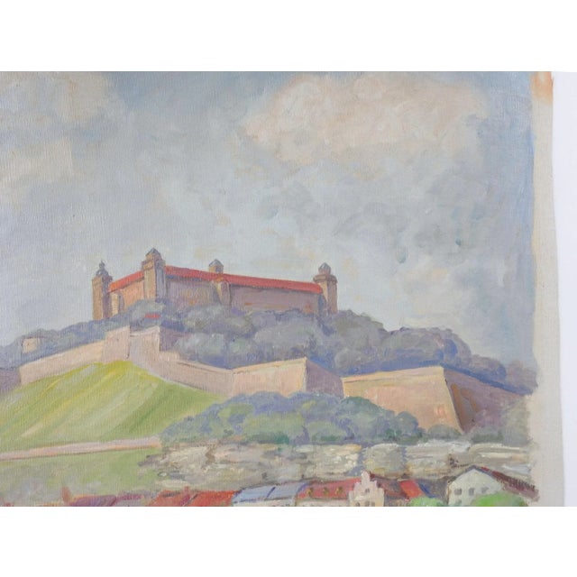 Mid Century Painting Marienberg Fortress Wurzburg Germany For Sale - Image 4 of 5