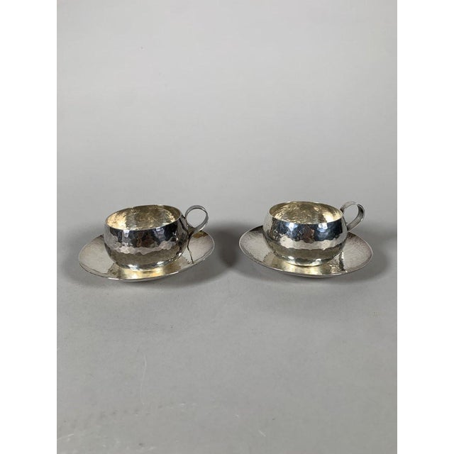 Silver-Plated Metal Cups Signed Jean Despres (1889-1980) Art Deco Modernist Style - 4 pcs For Sale - Image 6 of 10