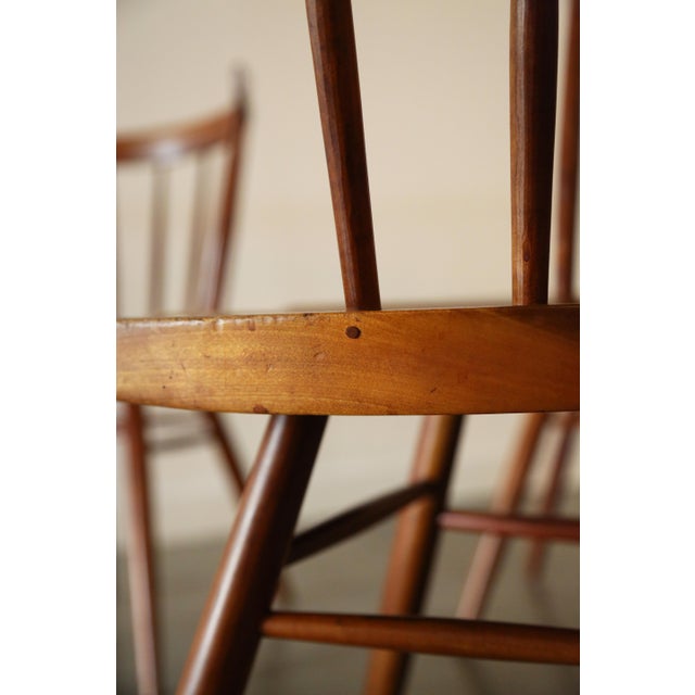 1960s Set of 6 George Nakashima Studio Style Straight Back Chairs Solid Cherry For Sale - Image 6 of 12