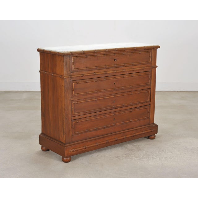 Early 20th Century English Faux Bamboo Aesthetic Movement Marble Top Commode Dresser For Sale - Image 5 of 18