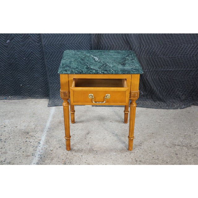 Vintage Century Furniture Louis XVI Neoclassical Style Maple Green Marble Side Table 25" For Sale - Image 12 of 18