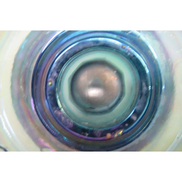 Indiana Carnival Glass Harvest Grape Blue Iridescent Candle Holders a Pair For Sale In Miami - Image 6 of 12