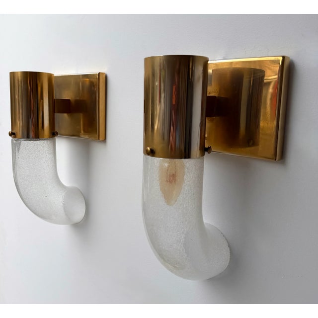 Brass Sconces Murano Glass by Aldo Nason for Mazzega, Italy, 1970s, Set of 8 For Sale - Image 9 of 12