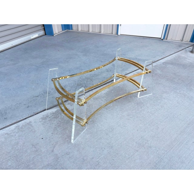 1970s Mid Century Lucite and Glass Coffee Table Styled After Charles Hollis Jones For Sale - Image 10 of 13