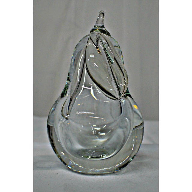Glass Hand Blown Clear Glass Pear Paperweight For Sale - Image 7 of 10