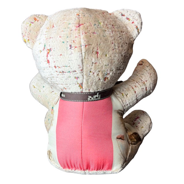 French Hermes Plumes Vintage Silk Scarf Tender Teddy Bear For Sale - Image 3 of 3