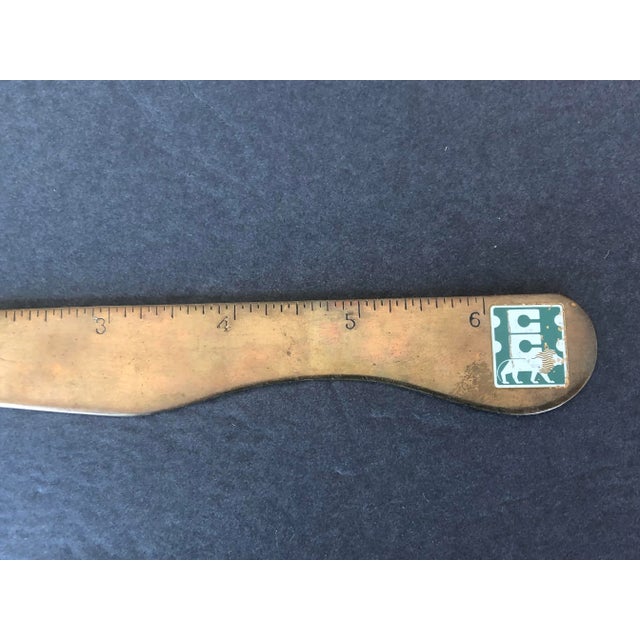 1950s Vintage Brass Letter Opener Ruler For Sale - Image 5 of 13