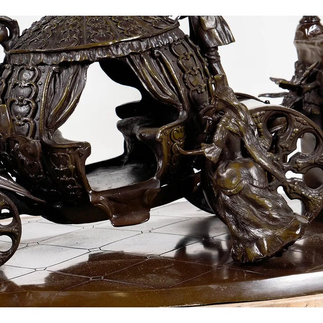1980s 1980s Large Signed Jim Davidson Bronze Cinderella Carriage Sculpture – 42” Wide” For Sale - Image 5 of 12