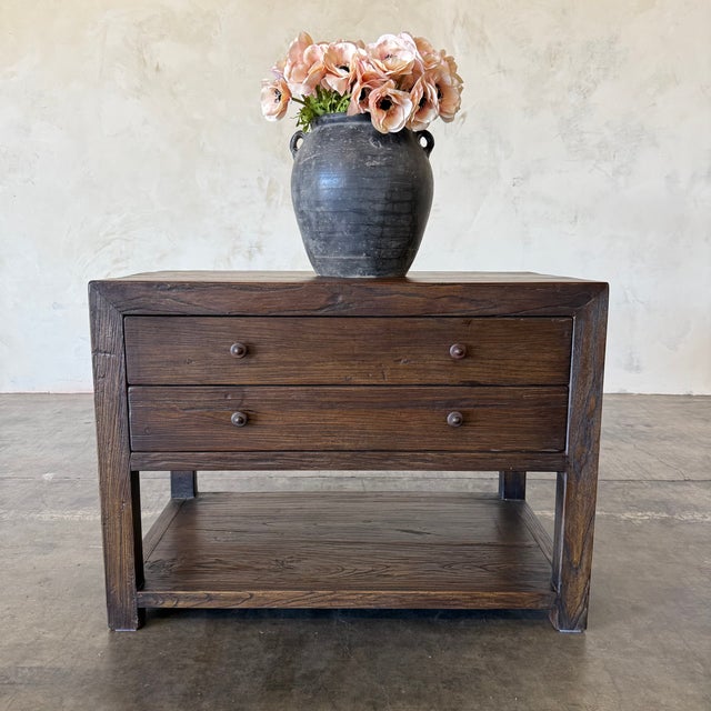 Size: 36"W x 20.25"D x 26"H Int. Drawer: 29.5"W x 16.5"D x 3.5"H Shelf CL: 31" x 9.25"H Wood Species: Reclaimed Elm...