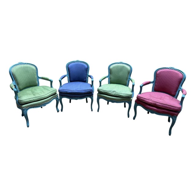 Louis XV Style Cabriolet Armchairs, Set of 4 For Sale