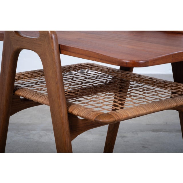 Danish Teak Serving Trolley with Woven Shelf, 1960s For Sale - Image 6 of 9