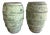 Pair of Mediterranean Barrel Olive Jars - Heavily Patinated Verdigris Terracota For Sale