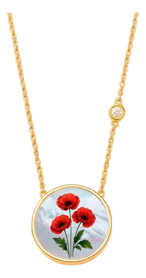August Birth Month Flower Pendant - Poppy Flower Pendant
