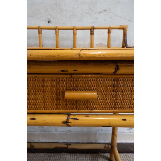1970s Bamboo and Rattan Desk with Chair, 1970s, Set of 2 For Sale - Image 5 of 11