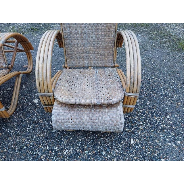 Brown Rattan Deck Chairs, 1970, Set of 2 For Sale - Image 8 of 13