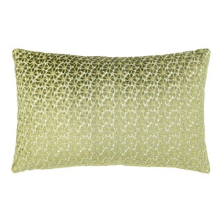 The House Of Scalamandré Petal Velvet Lumbar Pillow In Leaf For Sale