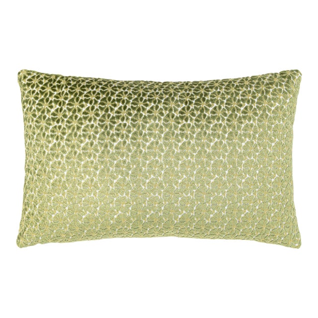 The House Of Scalamandré Petal Velvet Lumbar Pillow In Leaf For Sale