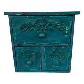 Vintage Salesman Sample Style Tabletop Three Drawer Storage Box For Sale