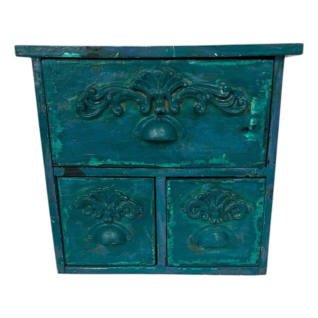 Vintage Salesman Sample Style Tabletop Three Drawer Storage Box For Sale