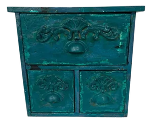 Vintage Salesman Sample Style Tabletop Three Drawer Storage Box
