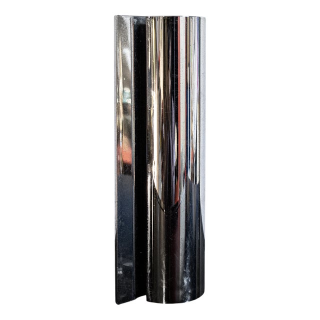 Chromed Convex Double Vase by E. Radaelli for Lamperti Robbiate, 1970s For Sale