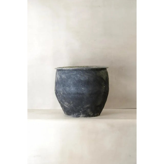 Big Grey Textured Asian Pot For Sale - Image 5 of 6