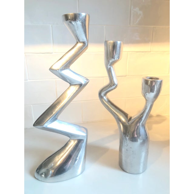 Rare set of aluminum candlesticks from the 80’s by Matthew Hilton