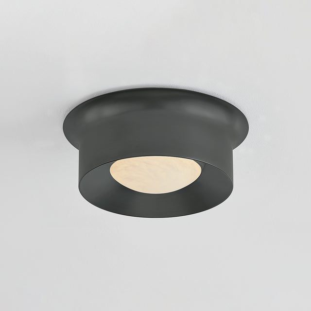 Modern Hudson Valley Lighting Noxon 13.75 in. 1 Light Flush Mount in Distressed Bronze Finish For Sale - Image 3 of 6