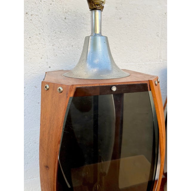 A pair of Large Vintage Mid Century Modern Danish Style Smoked Acrylic Table Lamps. manufactured by Lawrin Lamp Co., Circa...