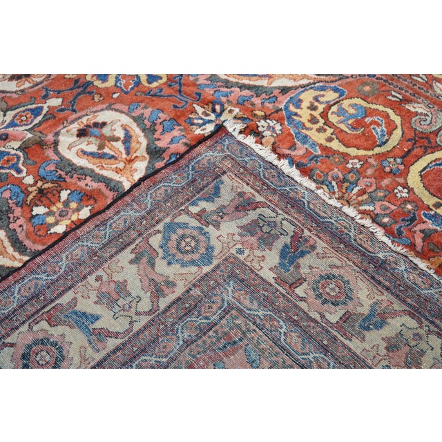 Red Fine Antique Persian Sultanabad Mahal Rug 10'3'' X 16'10'' For Sale - Image 8 of 10