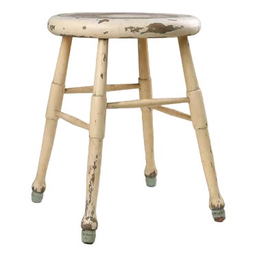 White Rustic Stool, 1930s For Sale
