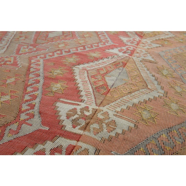 Islamic 1970s Vintage Handmade Wool Cotton Red Kilim Rug For Sale - Image 3 of 11