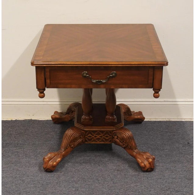HIGH END Bookmatched Mahogany Contemporary Traditional Chippendale Style 26" Carved Clawfoot Accent End Table 25.5" High...