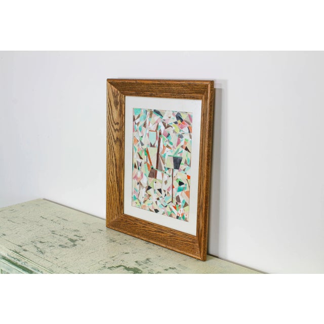 Abstract Abstract Watercolor Painting Display in a Oak Frame For Sale - Image 3 of 4