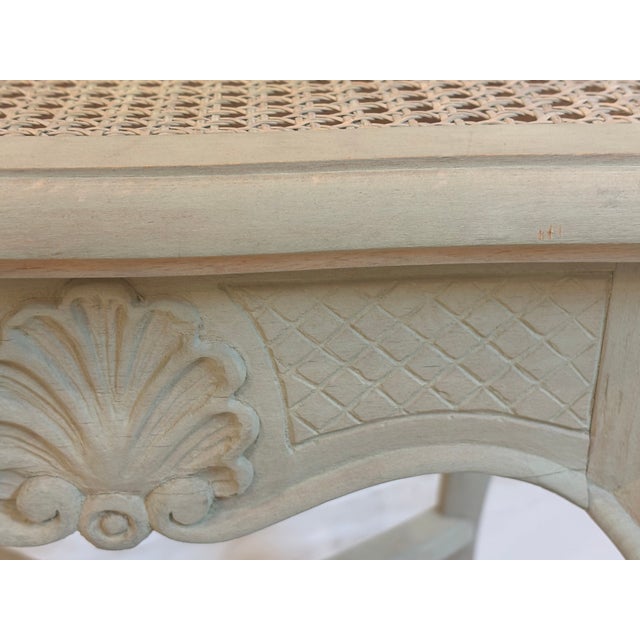 Vintage French Louis XV Style Wooden Stool / Vanity Stool With Caned Seat For Sale - Image 14 of 17