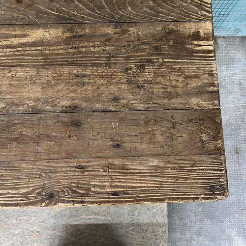 Vintage French Chapel Scrubbed Top Trestle Table, 1920s For Sale - Image 3 of 4