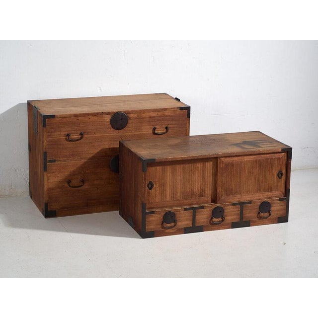 Antique Japanese Tansu in Wood For Sale - Image 12 of 14