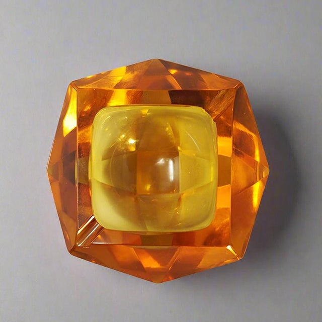 Mid-Century Modern Italian Ochre Ashtray or Catchall by Flavio Poli for Seguso, 1960s For Sale - Image 3 of 7