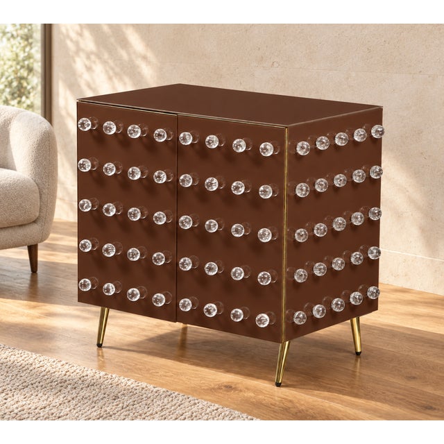 Wood Chocolate Brown Murano Sphere Cabinet with Brass Legs from Justfurnituress SRL For Sale - Image 7 of 9